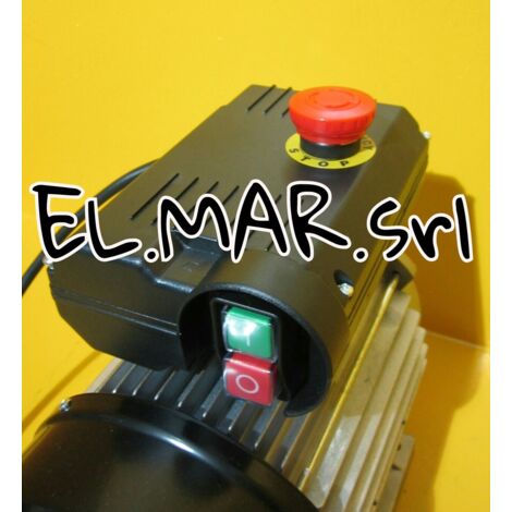 1,5 HP 1,1 KW Mec 80 2800 Giri Motore Elettrico Monofase 2 Poli  B14 Flangiato - Interruttore con Bob. di Minima + emergenza sopra