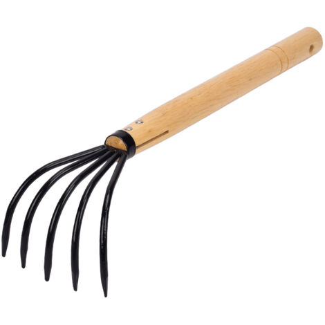 15 '' Jardin Râteau Cultivateur 5 Dents Griffe Sol Motoculteur En Acier De Qualité Militaire Japonais Ninja Griffe Avec Ergonomique Manche En Bois