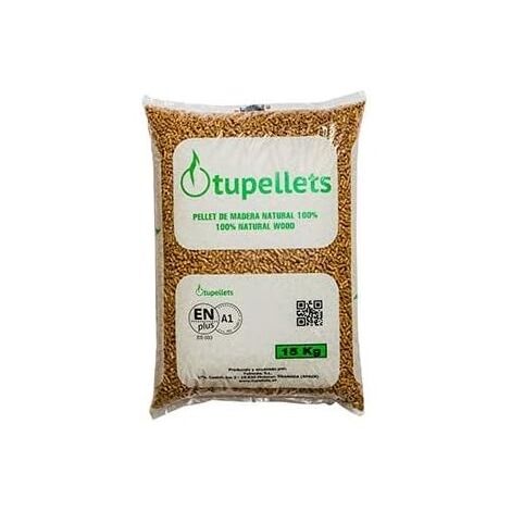 15 kg 100 % natürliche Holzpellets zum Heizen.  Praktische, bequeme und effiziente Nutzung.