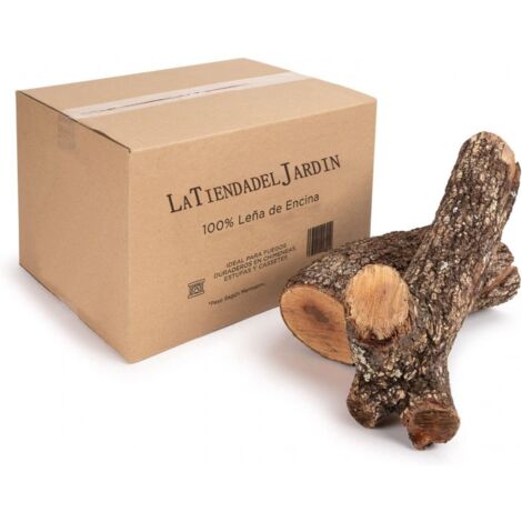 15 Kg Encina. Troncos Ideales para Chimeneas, Calderas, Estufas y Fuegos Duraderos en General. Leña Seca y de Poda Controlada