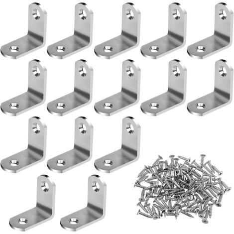 15 L-förmige Winkelhalterungen aus Edelstahl (25 x 25 x 2 mm) mit 30 Schrauben für Tisch, Stuhl und Schrank