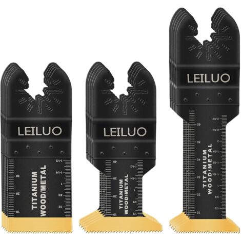 15 - Lame d'outil oscillant - Lame multi-outils - Revêtement titane pour bois et clous - Compatible Dewalt Makita Ryobi - Sac de rangement - Argent - 35x45mm
