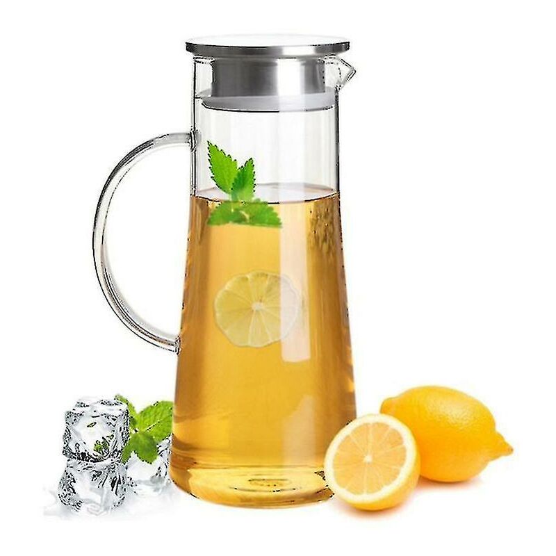 Crea - 1.5 Liter Glass Pitcher Carafe With Lid Iced Tea Pitcher Water Pitcher