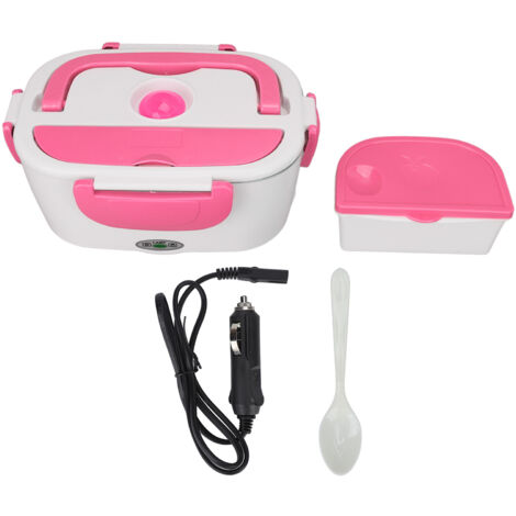 1,5-Liter-Heiz-Lunchbox (40 W), kompatibel mit dem Zigarettenanzünder im Auto, lebensmittelechtes PP, für Büro und Reisen, Rosa