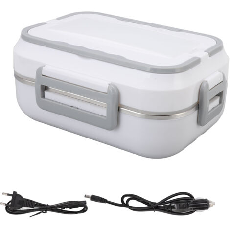 1,5-Liter-Heiz- und Isolier-Lunchbox – für Zuhause und Auto – Edelstahl-Innenausstattung – Weiß – 220-V-EU-Stecker