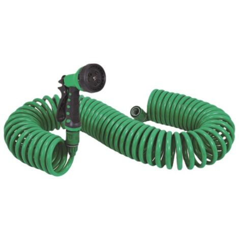 15 m erweiterbarer Gartenschlauch, Spiralschlauch mit 7-Modus-Sprühpistole für Autowäsche, Garten, Pflanzen, Haustier-Bewässerungspistole (15 m)