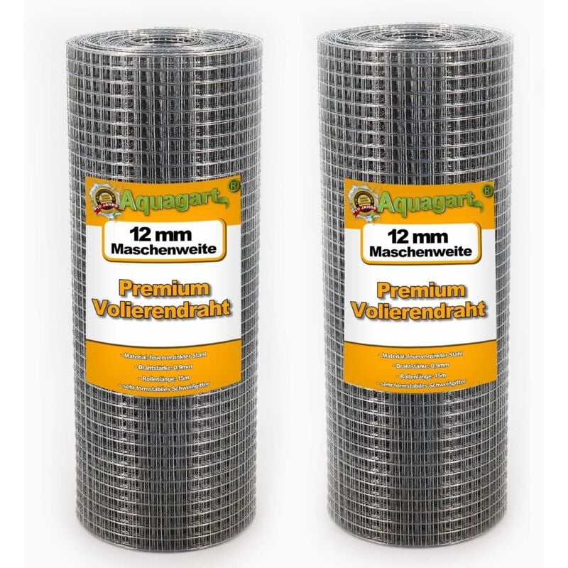 15 m x 0,5 m grillage pour volière, grille métallique, grillage soudé, clôture en fil de fer, galvanisé à chaud