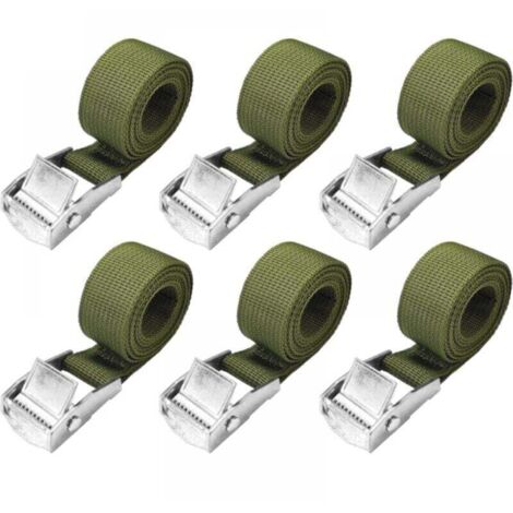 1,5 m Zurrgurte – 6er-Pack kurze Ratschengurte, Armeegrün, mit 25 mm enger Schnalle, 250 kg Fahrradgurte, extrem starke Motorradgurte