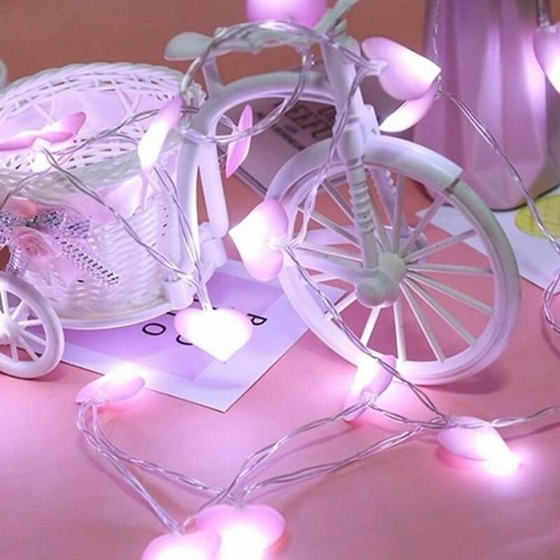 

1.5 Merters 10 LED Love Heart Pink Peach String Light Funciona con pilas Twistable Bendable Plegable IP44 Resistencia al agua para Navidad Festival