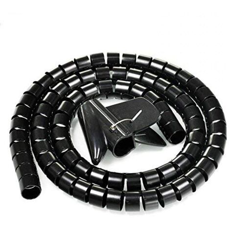 1.5 Meters, Cuttable, Flexible Cable Sleeve, Spiral Hose, Cable Organizer, Wire Hose, Cable Sleeve, Wire Wrap, Cable Wrap, Wire Organizer for PC, TV, DVD, Cable, Stereo, Antenna etc., Black