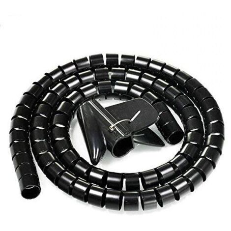 1.5 mètre, câble flexible cutable tube spirale tube organiseur de câble tube de fil câble manchon fil enveloppement câble enveloppe fil organisateur pour PC TV DVD câble antenne stéréo etc, noir