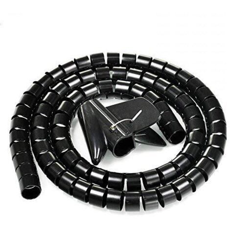 1.5 mètre, câble flexible cutable tube spirale tube organiseur de câble tube de fil câble manchon fil enveloppement câble enveloppe fil organisateur pour PC TV DVD câble antenne stéréo etc, noir
