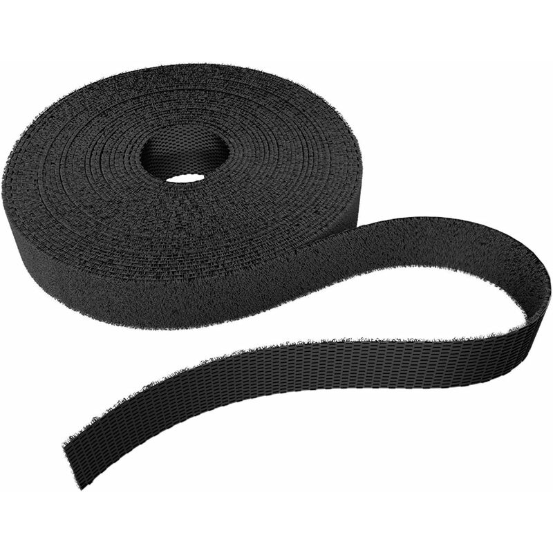 15 mm x 5 m Ruban Serre-câble (réutilisable, Noir),