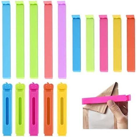 15 Pcs Alimentaire Clip d'Étanchéité, 7/11/14.5cm Plusieurs Couleurs Pince Fermeture Sachet Alimentaire