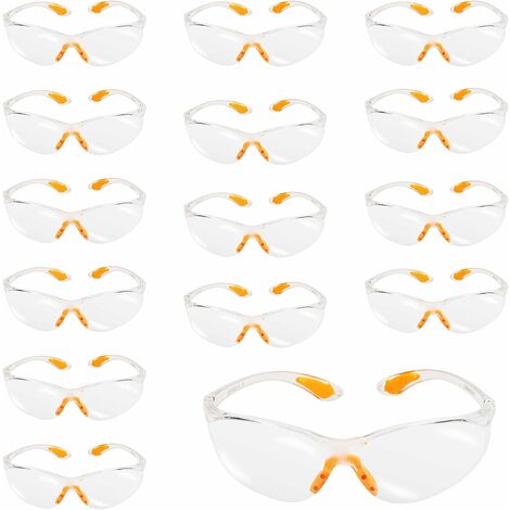 15 Pcs Lunettes de Protection Travaux Bricolage Anti-Rayures Lunettes de Sécurité Cyclisme Surlunettes en Plastique pour Jardinage Peinture Laboratoire