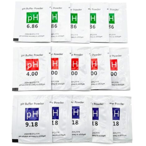 15 pcs pH Test Meter Mesure lot Solution Tampon de Mesure de la Poudre Tampon pH 4.00/6.86/9.18 Point d'étalonnage Regard pour pH Mètre Étalonnage Rapide et Précis du pH de Pureté d'eau