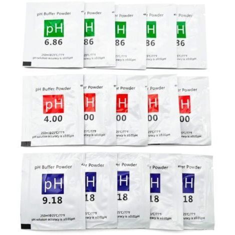 15 pcs pH Test Meter Mesure lot Solution Tampon de Mesure de la Poudre Tampon pH 4.00/6.86/9.18 Point d'étalonnage Regard pour pH Mètre Étalonnage Rapide et Précis du pH de Pureté d'eau