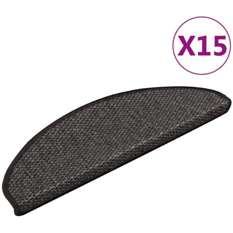 15 pcs Tapis d'escalier autocollants, Tapis de marches, Marchettes D'escalier 65x21x4 cm Anthracite MKS71731