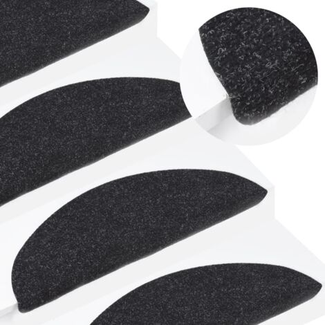15 pcs Tapis d'escalier autocollants, Tapis de marches, Marchettes D'escalier 65x22,5x3,5 cm Anthracite MKS27089