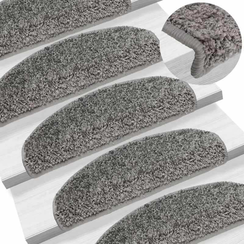 Vidaxl - Tapis d'escalier 15 pcs gris 65x21x4 cm