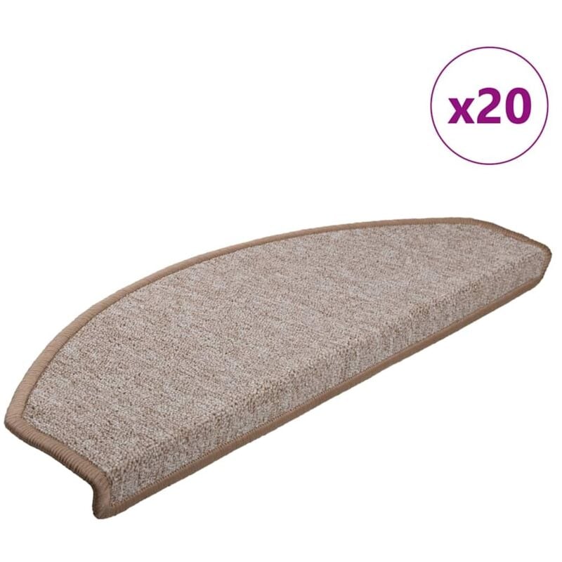 Vidaxl - Tapis d'escalier 20 pcs marron clair 65x24x4 cm