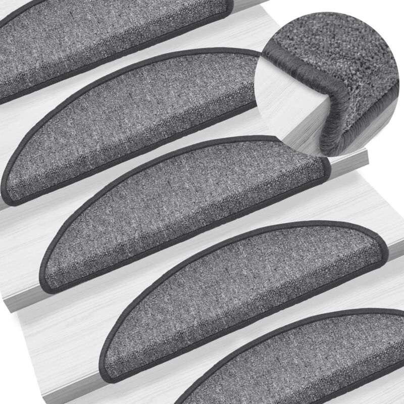 vidaXL Stufenmatten 15 Stk. 56x17x3 cm Dunkelgrau Halbrund