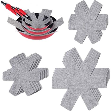 15 pezzi Pan Saver Pot Protector, resistente al calore, antiscivolo, per padelle, pentole e ciotole - Grigio