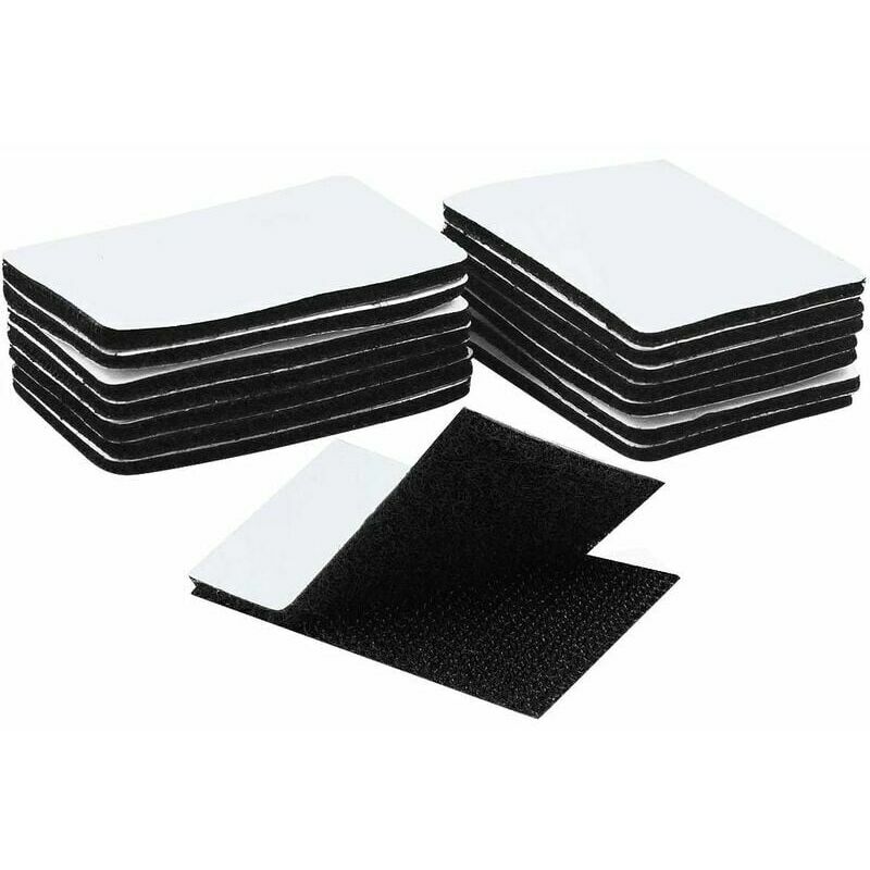 15 Pièces Scratch Autocollant Double Face,Bande Auto-Adhésif, Adhesif Double Face Extra Fort (Rectangle 6 x 4 cm, Noir),, Ensoleillé