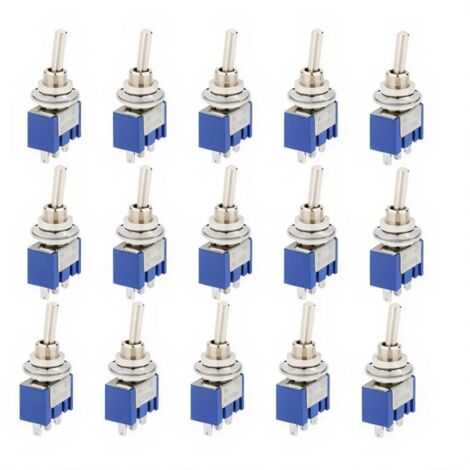 15 Pièce Mini Interrupteur à Bascule, AC 125V 6A ON-OFF 3 Broches 2 Position SPDT Interrupteur a Bascule Autobloquant pour Pièces D'auto Bleu