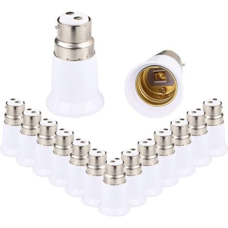 DENUOTOP 15 Pièces Adaptateur de Douille B22 vers E27, Convertisseur de Base de Lampe, Adaptateur Douille Ampoule pour Ampoules LED et Ampoules à Incandescence - RWAdaptateur de culot d'ampoule