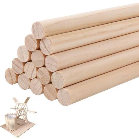 15 Pièces Baguette Bois, 30 cm x 1.5 cm Batonnet en Bois pour Bricolage, Artisanat