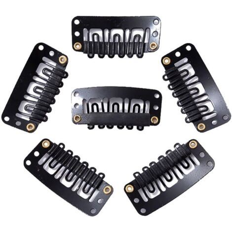 15 pièces clips à dents en U pour perruques, 32 mm extensions de dents, attaches métalliques pour postiches, petites pinces à pression, accessoires pour perruques noires