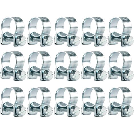 15 Pièces Collier de Serrage Métallique Inox 12-14mm Colliers Serrage Collier Durite Réglables pour Pince Collier Echappement Tuyau de Carburant