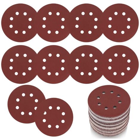 15 Pièces Disques Abrasifs 125 mm/5 Pouces, Disque de Ponçage Grain 60, Papier Abrasif 8 Trous, Feuilles Abrasives pour Ponceuse Orbitale Aléatoire Murale