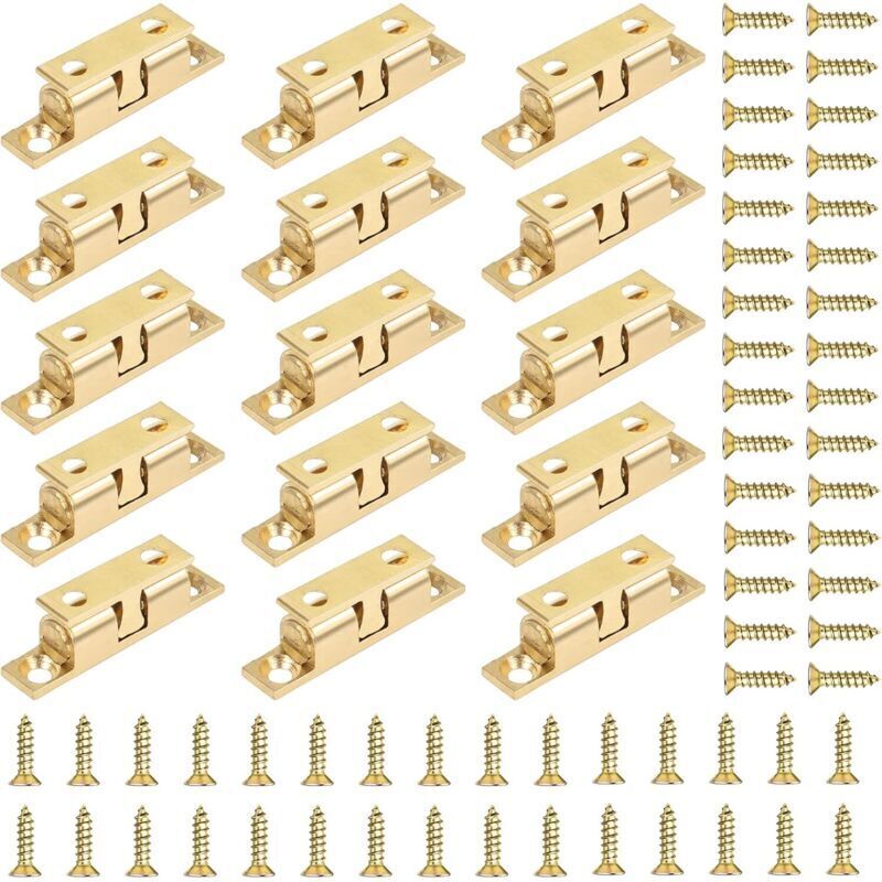 15 Pièces Double Loqueteau à Billes, Loqueteau à Billes Laiton Loqueteau à Double Bille pour Placard Meubles Porte Armoire Loquet