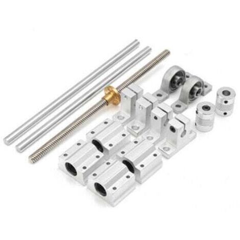 15 pièces/ensemble 400mm axe optique rail de guidage roulement siège guide linéaire support d'arbre jeu de vis trapézoïdal jeu de vis