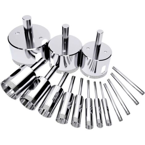 15 pièces Foret Diamant Forets Scies Cloche Trou Scies Foret Diamant Trépan Diamant scie clocCarrelage pour Verre, Céramique, Porcelaine, MarbrCarrelage et Granite, 6mm-50mm