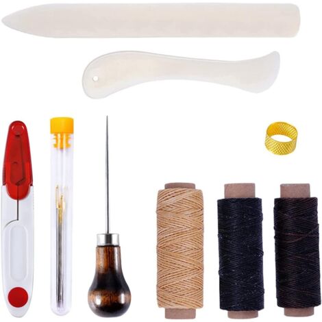 15 Pieces Leather Sewing Kit Hand Sewing Needles Waxed Tool Kit for Leather Carpet Canvas DIY Crafts