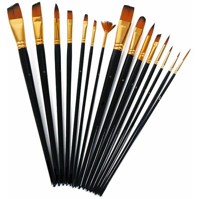 15 Pieces Nylon Brush Set Hair Paint Brush Kit Watercolor Pen Brushes Art Supplies,Model:Multicolor