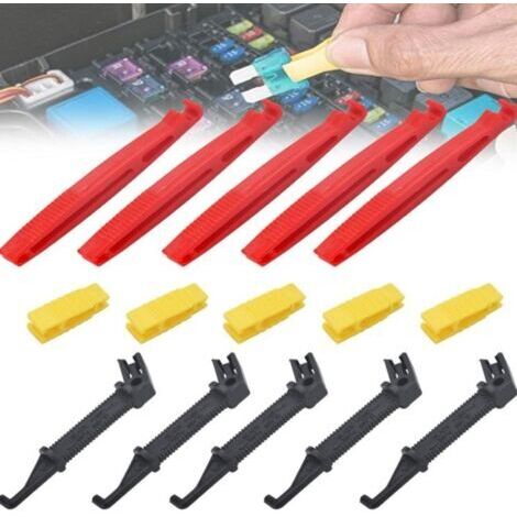 15 Pièces Pince à Fusible Voiture Mini Extracteur de Fusible Voiture Pince à Fusible Auto en Plastique Outillage de l'Automobile pour Porte-Fusible de Voiture (Rouge Jaune Noir)
