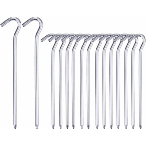 15 pièces piquets de tente piquets de sol dur ancrage au sol tente camping piquet de tente pour voyage randonnée piquet de tente en acier galvanisé