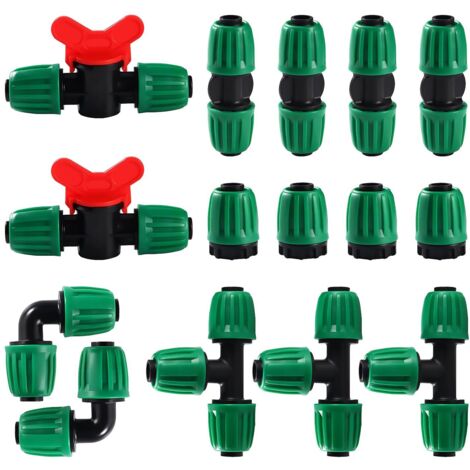 15 Pièces Raccords D'Irrigation pour Tubes 16 mm, Connecteur de Tuyau D'Eau D'Irrigation, Connecteur de Tuyau D'irrigation de Jardin, Connecteurs Barbelés Systèmes d'Arrosage, Vert