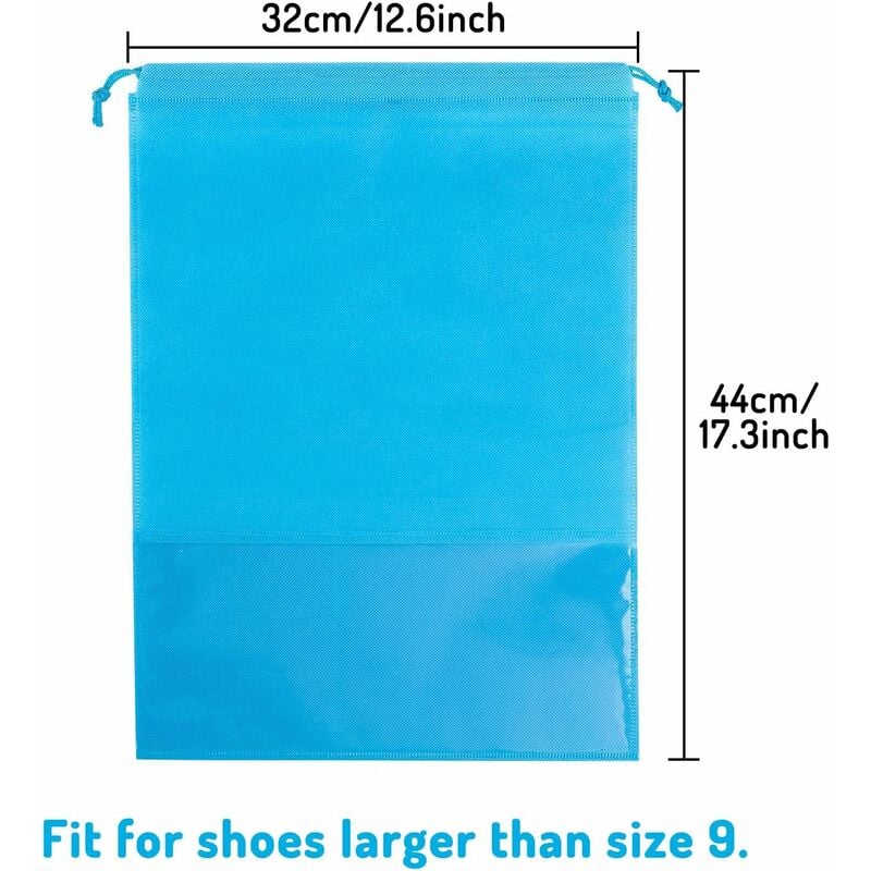 15 Pièces Sac à Chaussures de Voyage, Grand Sac de Rangement pour Chaussures, Non-tissé avec Fenêtre Transparente pour Homme et Femme (Bleu Ciel)-Fei