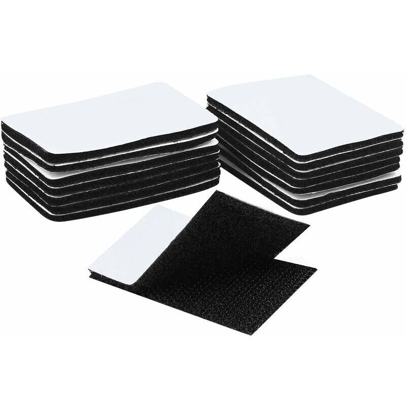 15 Pièces Scratch Autocollant Double Face,Bande Auto-Adhésif, Adhesif Double Face Extra Fort (Rectangle 6 x 4 cm, Noir),