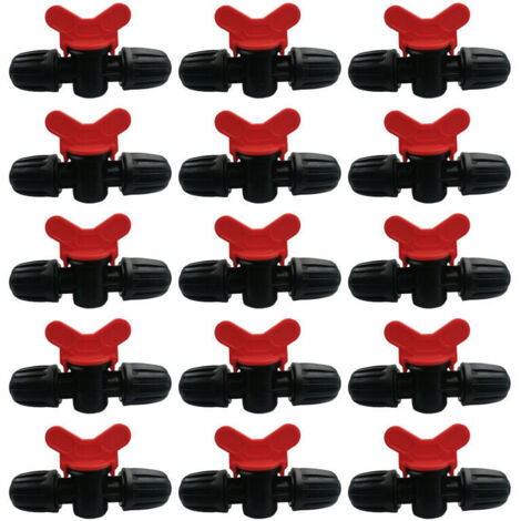 15 Pièces Vanne Interrupteur Goutte à Goutte PE Tuyau d'Irrigation 16mm Verrou Barbelé Raccord Valve Connecteur Tuyau Barbelé Valve Jardin