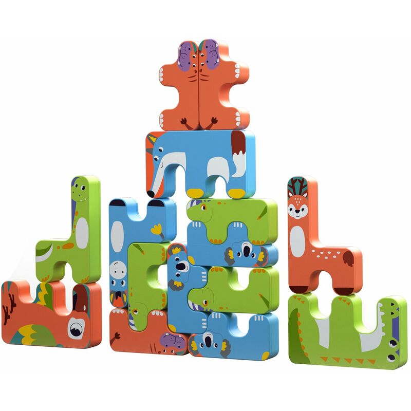 

15 piezas de juguetes de apilamiento de animales Balance Blocks Juego de apilamiento para ninos Juguetes de desarrollo educativo temprano