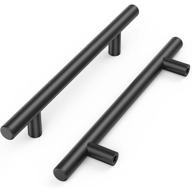 15 Poignées de Cuisine Noires, Poignées D'armoire Creuses Brossées, Poignées de Porte en Acier Inoxydable, avec Vis, Distance de Perçage 128mm, pour