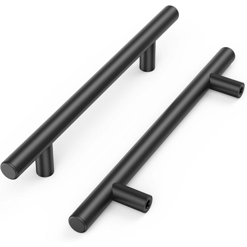 15 Poignées de Cuisine Noires, Poignées D'armoire Creuses Brossées, Poignées de Porte en Acier Inoxydable, avec Vis, Distance de Perçage 128mm, pour