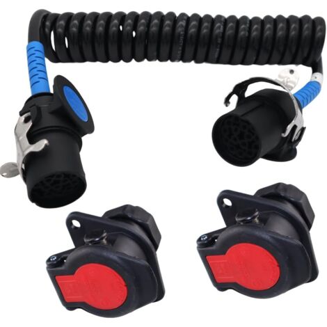 15 Polig 24V-ADR Spiral Kabel Adapter Elektrowendel mit Steckern inkl. 2 Stück 15 Polige Steckdose 24V-ADR passend Land & Baumaschinen, LKW, Anhänger