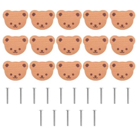 15 pomelli in legno per mobili, pomelli per cassetti, design a forma di orso per armadietti per bambini, pomelli per cassettiere, cassetti, cucina